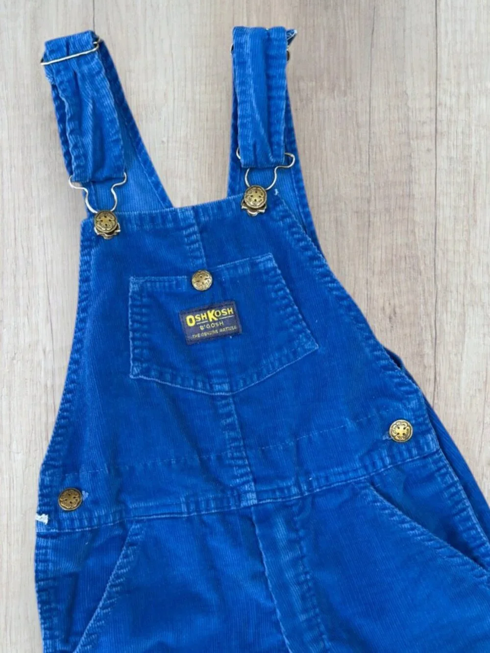 Vintage 90s OshKosh B’Gosh Vestbak Blue Corduroy Bib Overalls Kids Size 7/6X USA